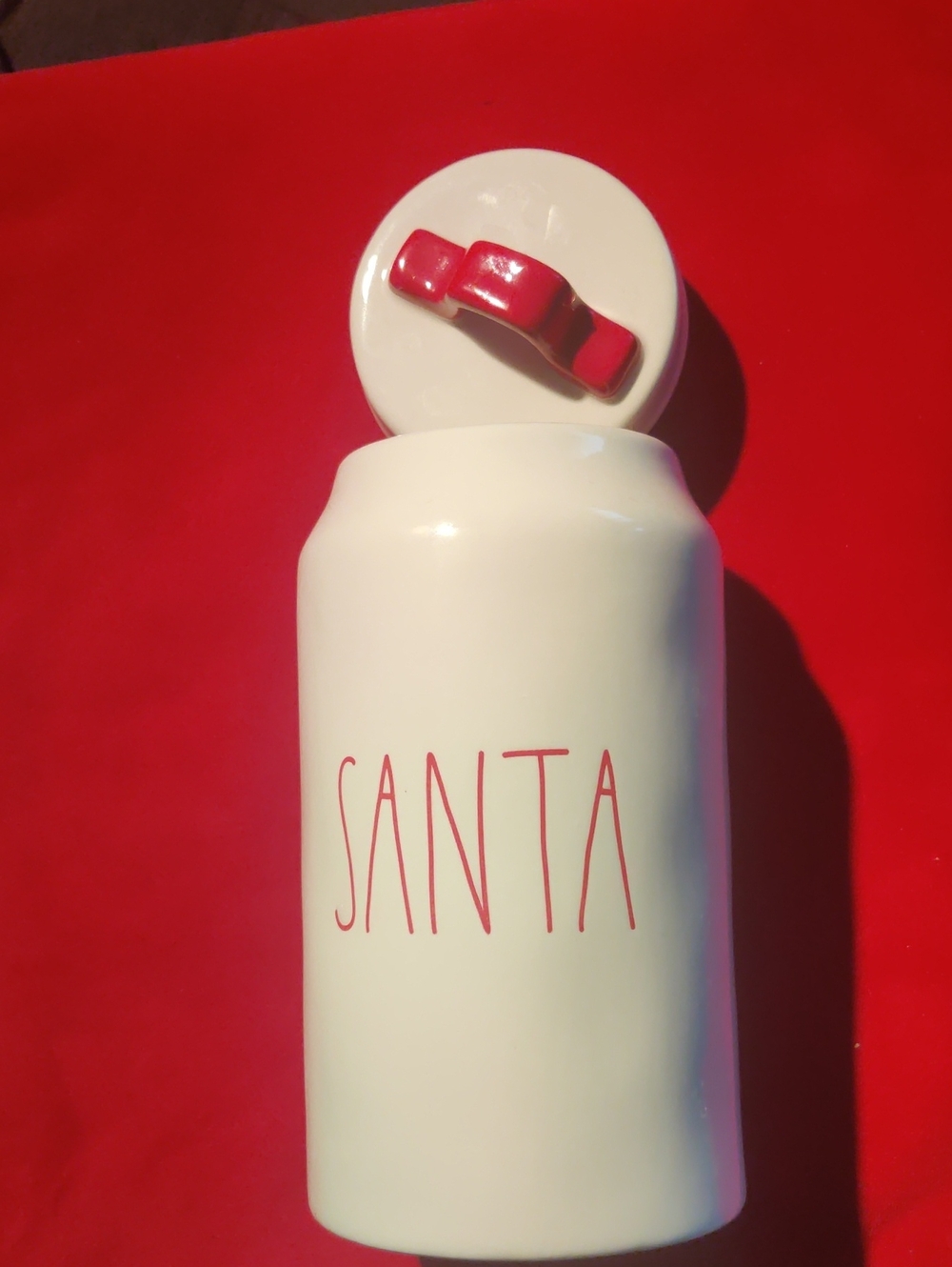 Rae Dunn Christmas RED LL "SANTA" White Canister...NEW